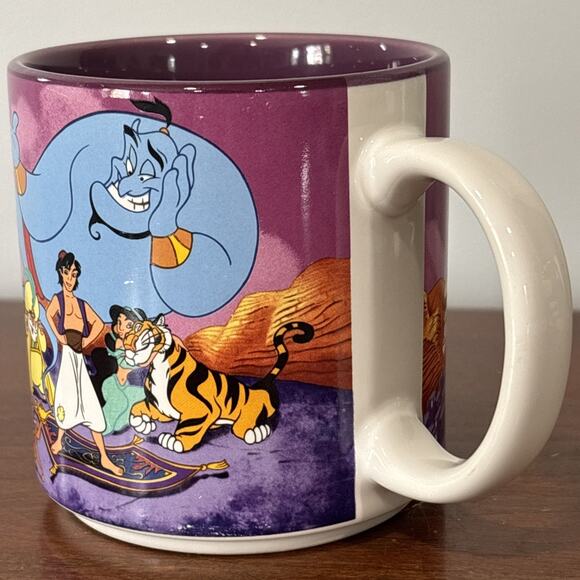 Vintage 90's Disney Aladdin 10 oz Coffee Mug Cup Genie Jasmine Jafar Abu Rajah - Picture 6 of 9